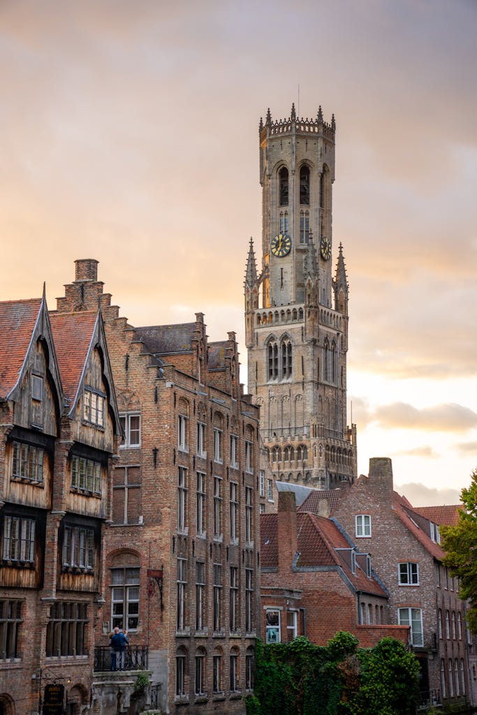 Houses in front of the Belfry of Bruges